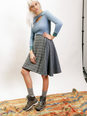 Tillary Skirt In Blue + Grey Check