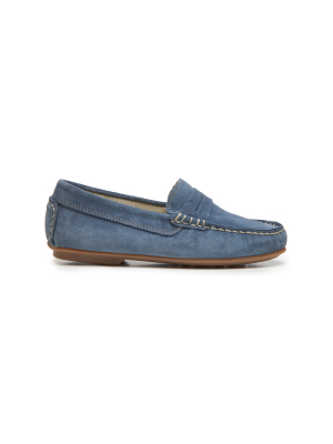 Suede Penny Loafers In Blue