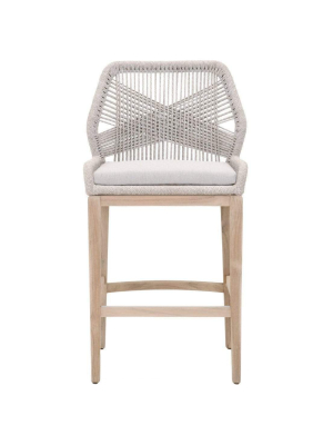 Blu Home Loom Outdoor Bar Stool - Taupe & White