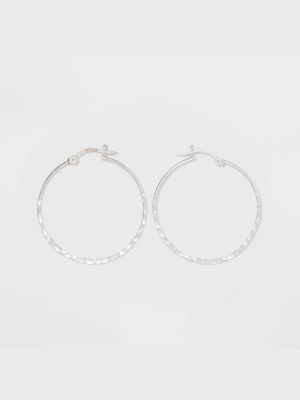 Sterling Silver Hammered Round Click Top Hoop Earrings - Universal Thread™ Silver