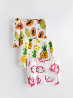 Cotton Muslin Swaddle Blanket Set - Tropical Fruit