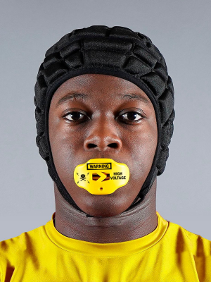 Warning High Voltage Yellow Football Mouthguard