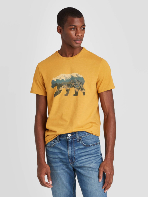 Men's Animal Print Standard Fit Short Sleeve Crew Neck Graphic T-shirt - Goodfellow & Co™ Gold