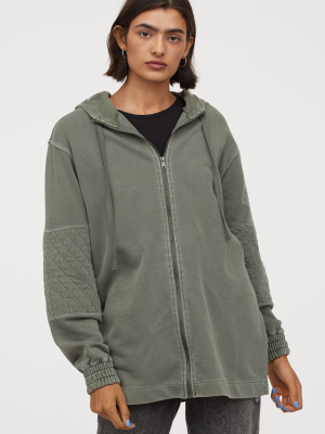 Long Hooded Sweatshirt Jacket