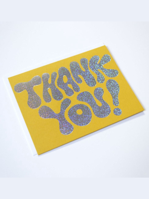 Glitter Hologram Foil Thank You Card