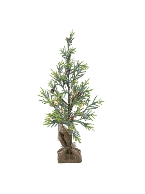 Transpac Artificial 26 In. Green Christmas Light Up Glitter Greenery Tree