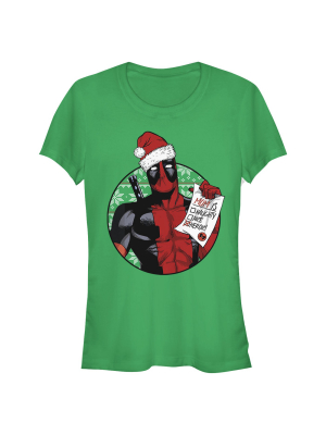 Junior's Marvel Christmas Deadpool Mom Is Heroic T-shirt