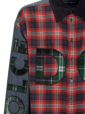 Dolce & Gabbana Check Patterned Logo Detailed Shirt