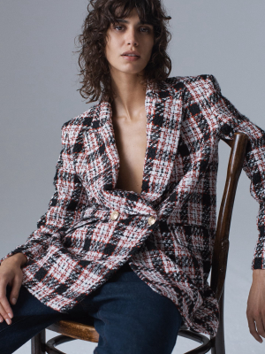 Plaid Double Breasted Blazer