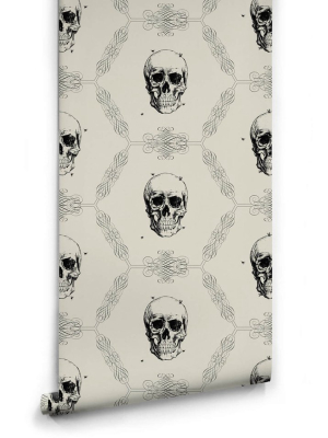 Skull & Bee Wallpaper In Bone From The Kingdom Home Collection By Milton & King