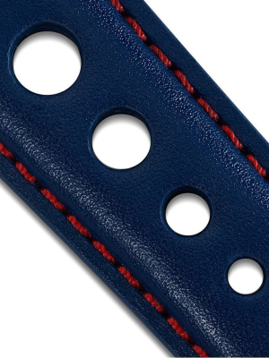 Leather Strap - Blue/red - Bremont Jaguar