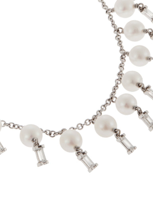 Baguette Pearl Drop Necklace