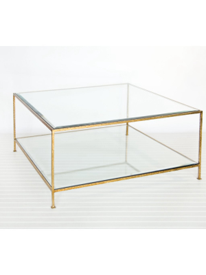 Worlds Away Quadro Coffee Table - Hammered Gold Leaf