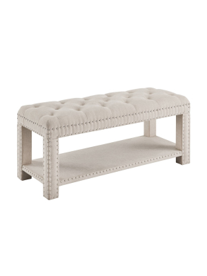 Clea Upholstered Bench Buff Beige - Linon