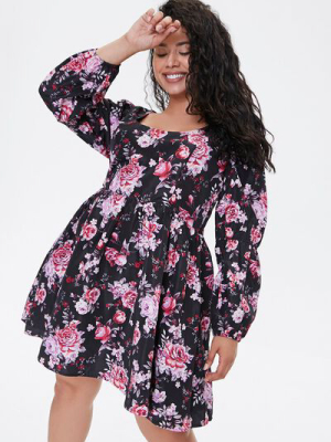 Plus Size Floral Fit & Flare Dress