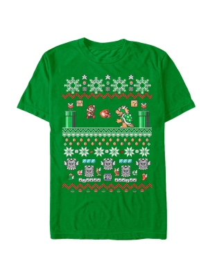 Men's Nintendo Ugly Christmas Mario And Bowser T-shirt