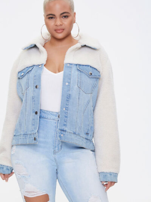 Plus Size Denim Combo Jacket