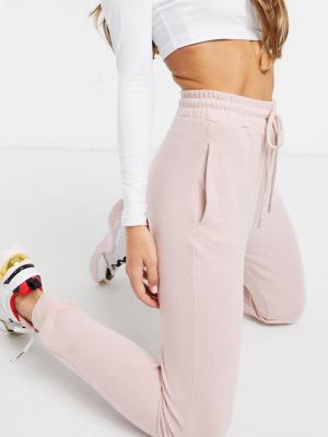 Asos Design Supersoft Slim Leg Sweatpants In Rose