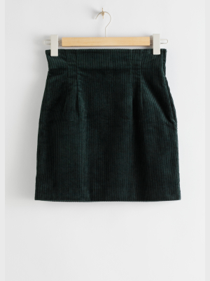 Corduroy Zip Up Mini Skirt