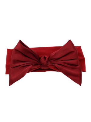 Bandeau Silk Bow Baby Headband - Wine