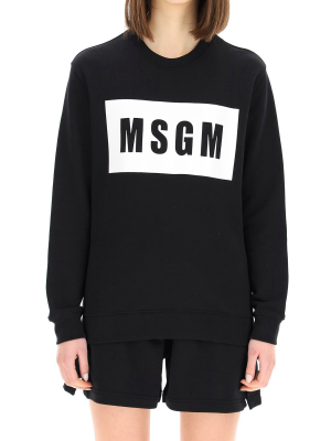 Msgm Logo Box Printed Sweatshirt