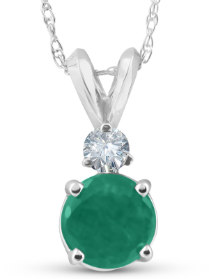 Pompeii3 1 1/20ct Genuine Emerald Solitaire Pendant 14k White Gold