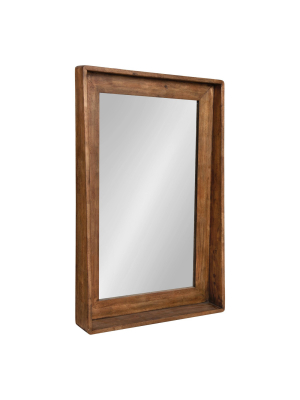 24" X 37" Basking Wall Mirror With Shelf Brown - Kate And Laurel