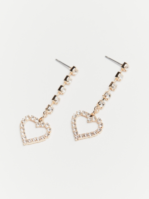 Rhinestone Heart Drop Earring