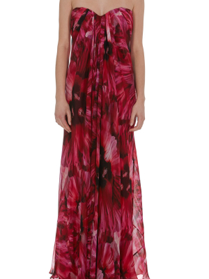 Alexander Mcqueen Strapless Draped Maxi Dress