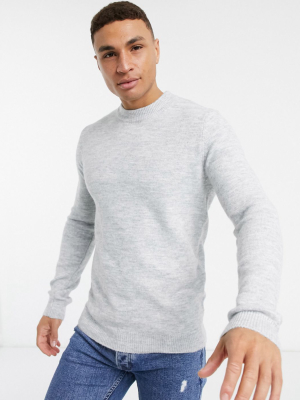 River Island Soft Touch Sweater In Gray