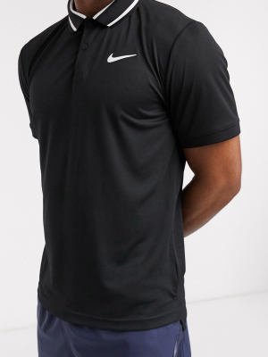 Nike Court Dri-fit Tipped Tennis Polo Shirt In Black