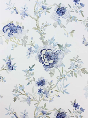 Perdana Wallpaper In Blue And Ivory By Nina Campbell For Osborne & Little