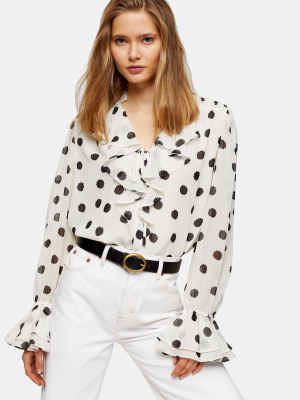 Ivory Oversized Spot Shirt