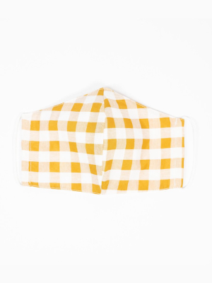 Magnolia Place Mustard & Yellow Gingham Print Face Mask