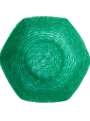 Green Large Hexagonal Raffia Basket