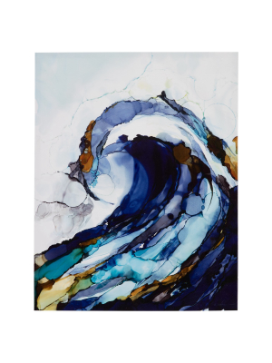 (set Of 2) 22" X 28" Liquid Waves Gel Coat Canvas Blue