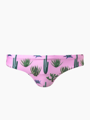 Tunas Low Rise Cheeky Bikini Bottom - Pink Cactus Print