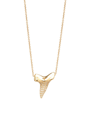 14k Pave Diamond Shark's Tooth Necklace