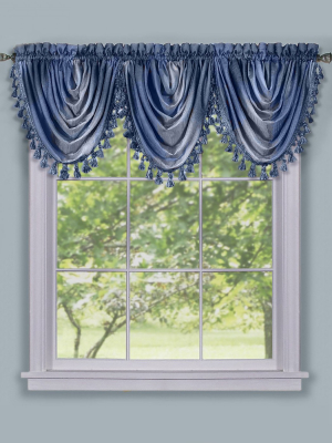 Goodgram Royal Ombre Curshed Semi Sheer 3 Pack Tassled Window Curtain Valances