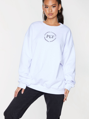 Prettylittlething White Circle Logo Sweatshirt