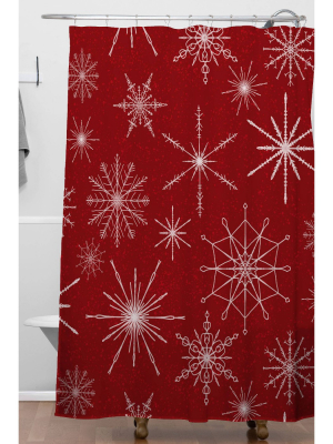 Jacqueline Maldonado Snowflakes Christmas Shower Curtain Red - Deny Designs