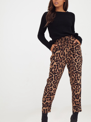 Brown Leopard Print Casual Pants