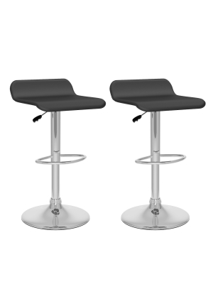 Set Of 2 Adjustable Curved Leatherette Barstool - Corliving