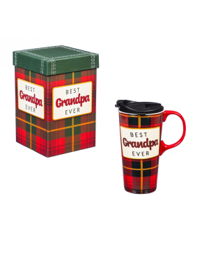 Cypress Home Beautiful Best Grandpa Ever Ceramic Travel Cup With Matching Box - 4 X 5 X 7 Inches Indoor/outdoor Home Goo