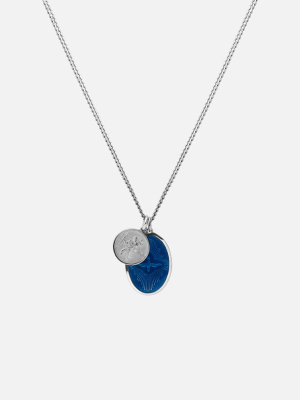 Mini Dove Pendant Necklace, Silver/blue
