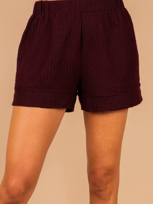 Get The Message Burgundy Red Waffle Knit Lounge Shorts