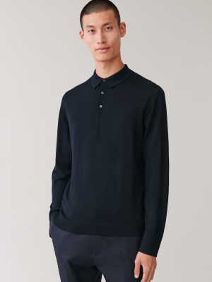 Long-sleeved Merino Polo Shirt