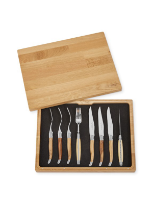 Laguiole En Aubrac Mixed Wood Fork & Steak Knives, Set Of 4
