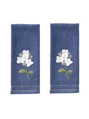 2pc Farm Hydrangea Hand Towel Set Blue - Skl Home