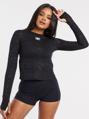 Hiit Long Sleeve Burnout T-shirt In Black